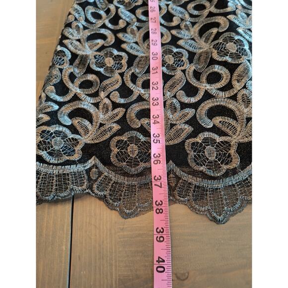 Lauren Ralph Lauren Cocktail Dress Women's Size 12 Black Silver Metallic Lace - Picture 11 of 16